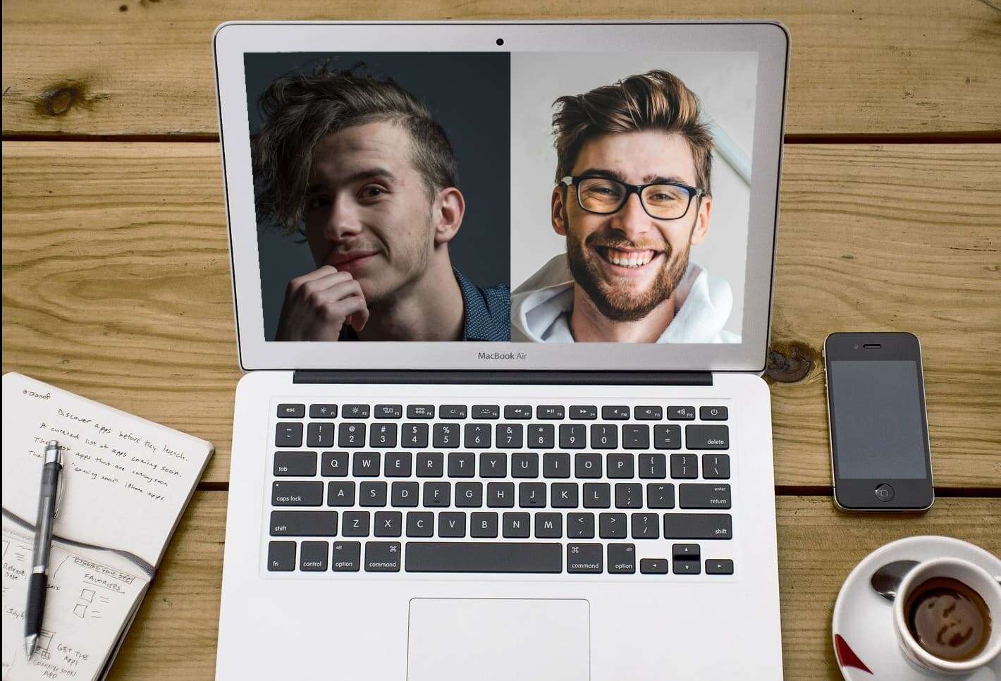 Gay Couple using Online Counselling using a MacBook Air