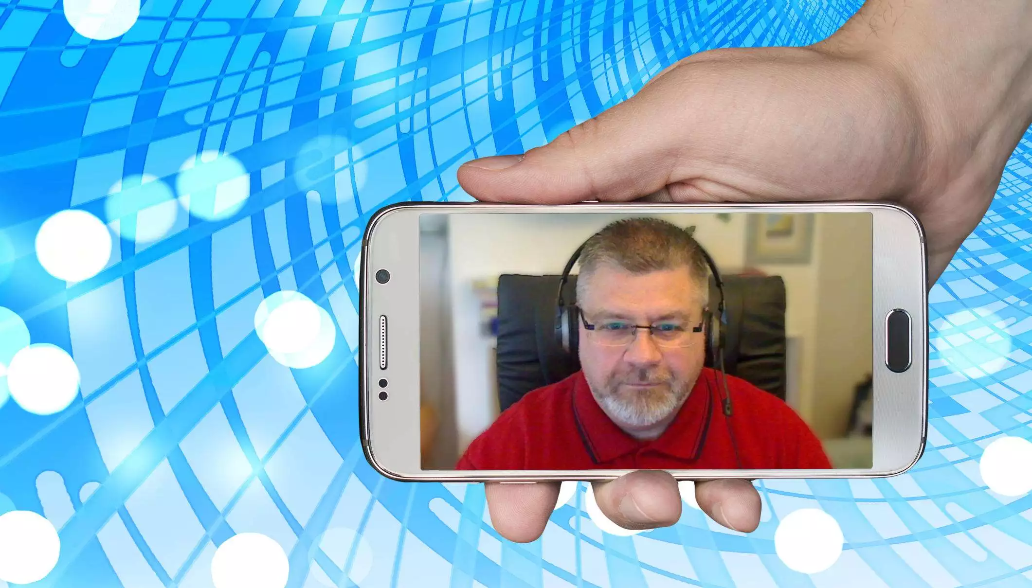 Online Video Counsellor for Gay Couples in the UK LGBT Therapist Online: Dean Richardson on Smartphone